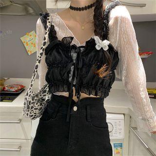 Cut-out Lace Top / Flower Trim Small Suspender