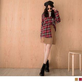 Letter Printed Plaid Shirt