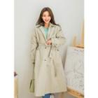 Tall Size Single-breasted Flap Trench Coat