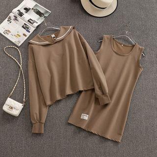 Set: Collared Pullover + Sleeveless Dress
