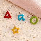 Stud Earring 01 - 4 Pcs - Blue & Red & Green & Yellow - One Size