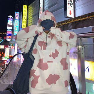 Fleece-lined Cow Printed Hoodie