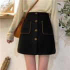 Button Mini Fitted Skirt