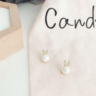 Rhinestone Faux Pearl Rabbit Earring