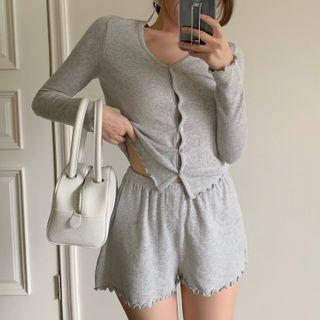 Long-sleeve Button-up T-shirt / Shorts