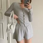 Long-sleeve Button-up T-shirt / Shorts