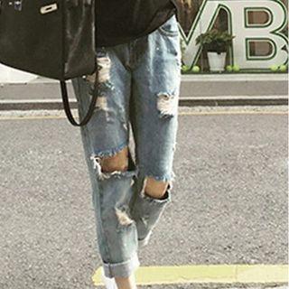 Loose Fit Distressed Jeans