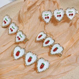 Cherry / Strawberry Alloy Heart Hair Clip