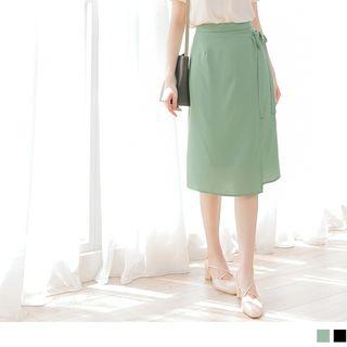Lace-up Plain Chiffon Skirt