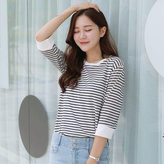 3/4-sleeve Stripe Ringer T-shirt