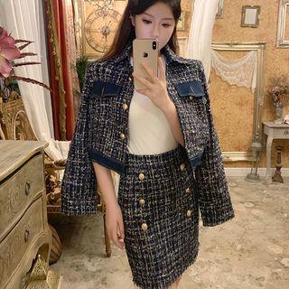 Set: Tweed Jacket + Mini Tweed Sheath Skirt