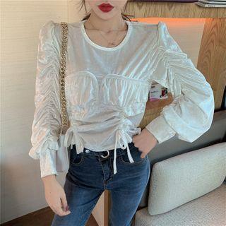 Drawstring Paneled Blouse