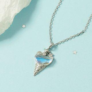 Ice Cream Faux Crystal Pendant Necklace Necklace - Silver - One Size