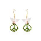 Fashion And Elegant Plated Gold Enamel Peace Dove Tree Branch Earrings With Pink Cubic Zirconia Golden - One Size