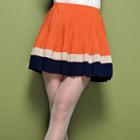 Color-block Pleated Skirt