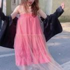 Set: Strapless Dress + Sleeveless Midi Mesh Dress Set Of 2 - One Size