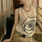 Sleeveless Knit Top Beige - One Size