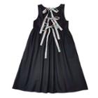Bow Accent Midi Overall Dress Black - One Size