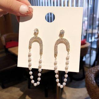 Faux Pearl Chandelier Earring E1407 - 1 Pair - Gold - One Size