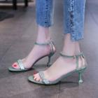 Rhinestone Strap Kitten Heel Sandals