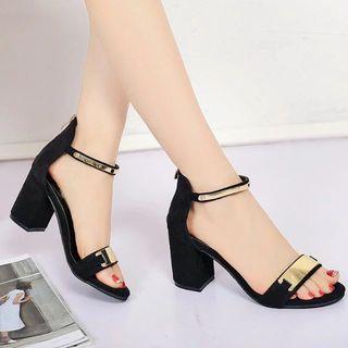 Chunky-heel Ankle-strap Metal-detail Sandals