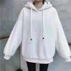 Faux Shearling Hoodie White - One Size