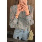 Crepe Floral Chiffon Blouse Mint Green - One Size
