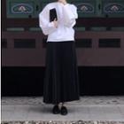 Long-sleeve Blouse / Pleated Maxi Skirt