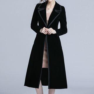 Long-sleeve Velvet A-line Midi Coat Dress