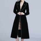 Long-sleeve Velvet A-line Midi Coat Dress