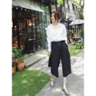 Banded-waist Wide-leg Cropped Pants
