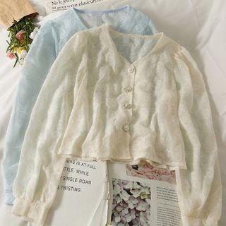 Lightweight Embroidered V-neck Shirt