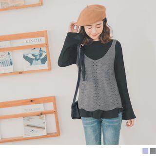 Wave Hem V-neck Knit Vest