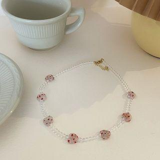 Heart Bead Choker 01 - Pink - One Size