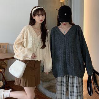 V-neck Cable Knit Sweater / Dress