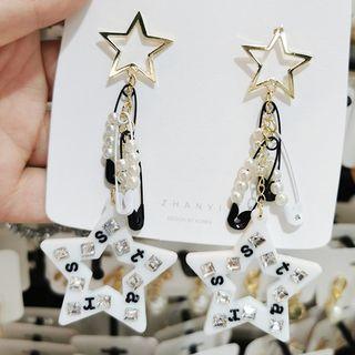 Letter Star Dangle Earring 1 Pair - As Shown In Figure - One Size