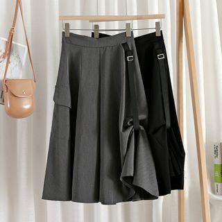 High Waist Split Cargo A-line Skirt