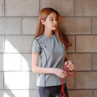 Lettering Back Contrast-trim T-shirt