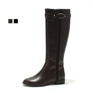 Buckled-trim Long Boots