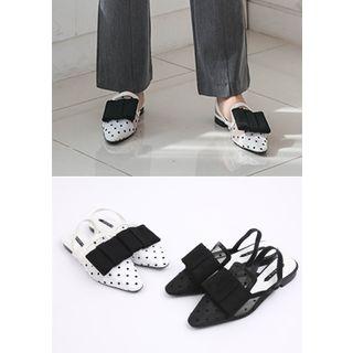 Bow Dot Mesh Slingback Pointy Flats