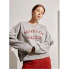 Letter-embroidered Pullover Gray - One Size