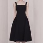 Sleeveless Square-neck Midi A-line Dress