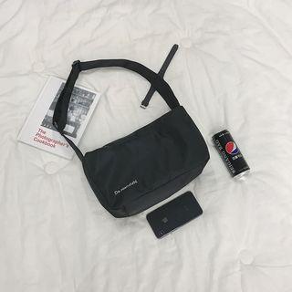 Lettering Nylon Crossbody Bag Black - One Size