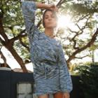 Long Sleeve Round Neck Tie-waist Knit Dress