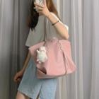 Chenille Sheep Faux Leather Tote Bag