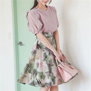 Palm Tree Print A-line Skirt