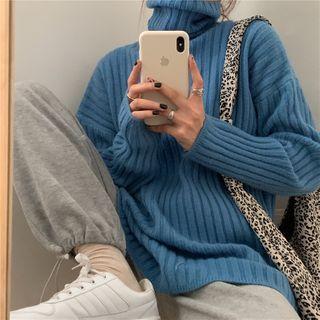Striped Turtle-neck Knit Sweater