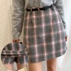 Inset Shorts Plaid Miniskirt With Belt