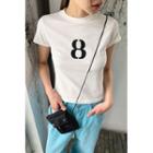 Round-neck Letter Cropped T-shirt
