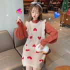Balloon-sleeve Shirt / Sleeveless Heart Print Dress